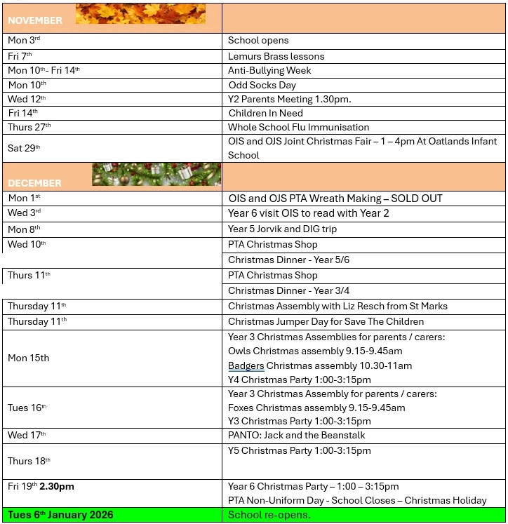 Calendar Aut 2 2025